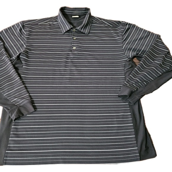 Nike‎ Golf  Performance Dri Fit UV Stretch Polo Long Sleeve Swoosh Blue EUC - Picture 1 of 7